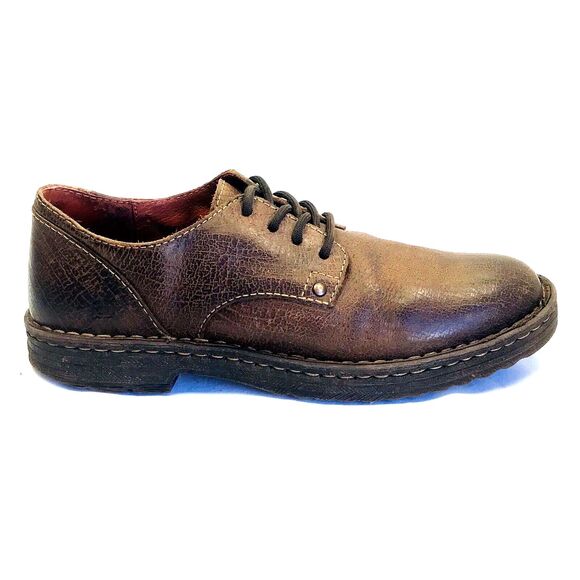Born Shoes Distressed Leather Lace Oxford Brown 8.5 41.5 Mens Samson Preppy Y2K - Picture 2 of 12